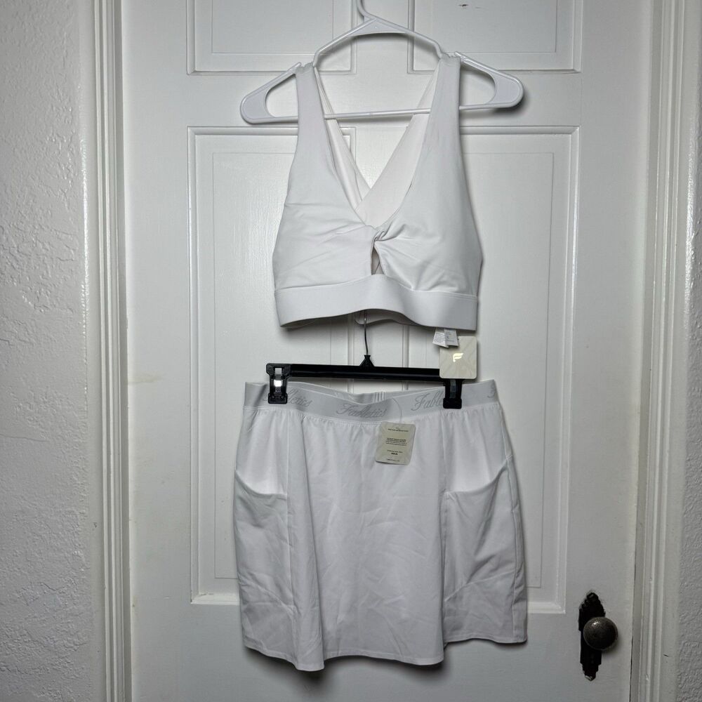 Fabletics White Active Skirt & Sports Bra Set Women’s XL NWT